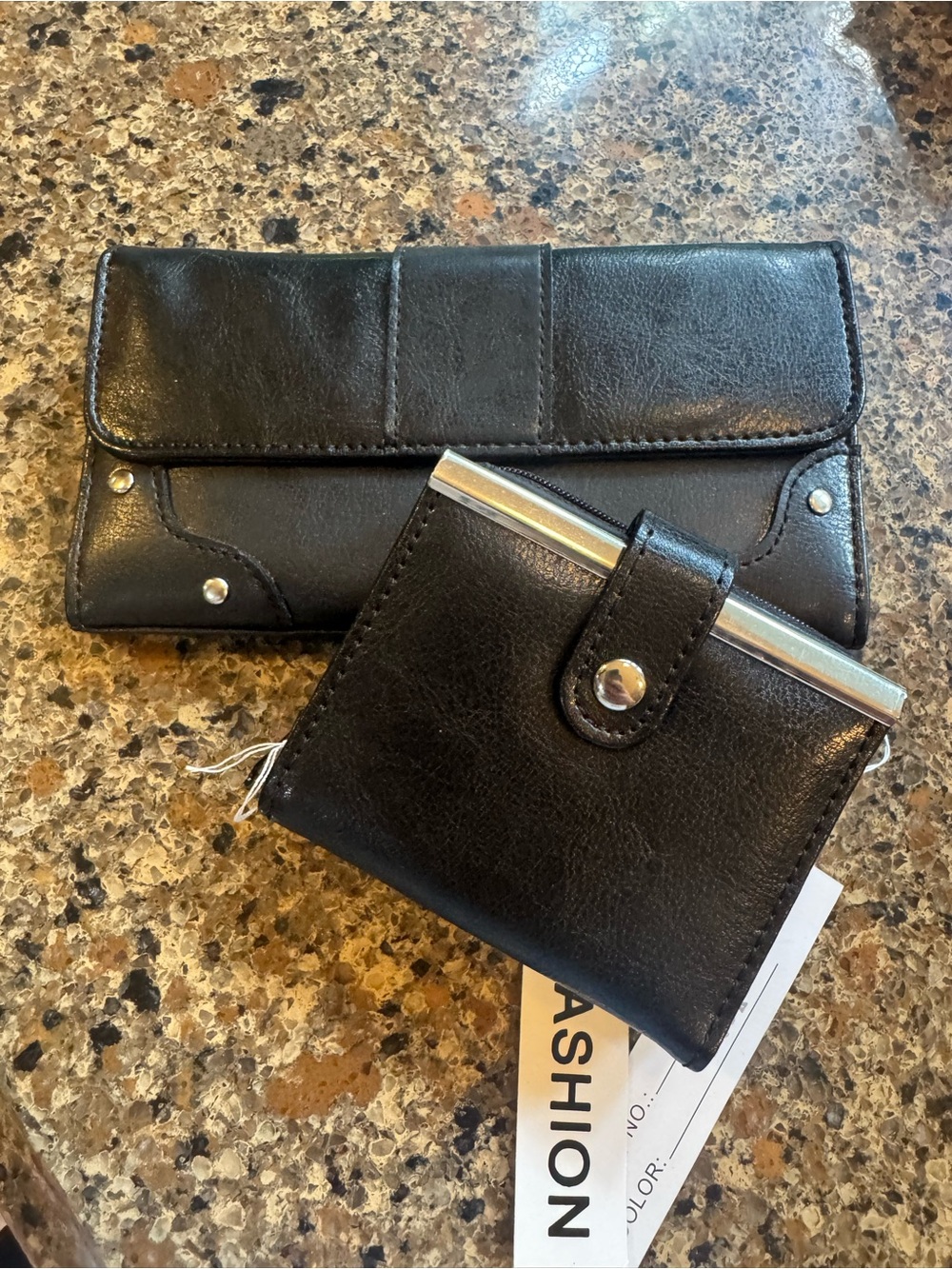 Black Vegan Leather Wallet and Smaller Wallet Duo